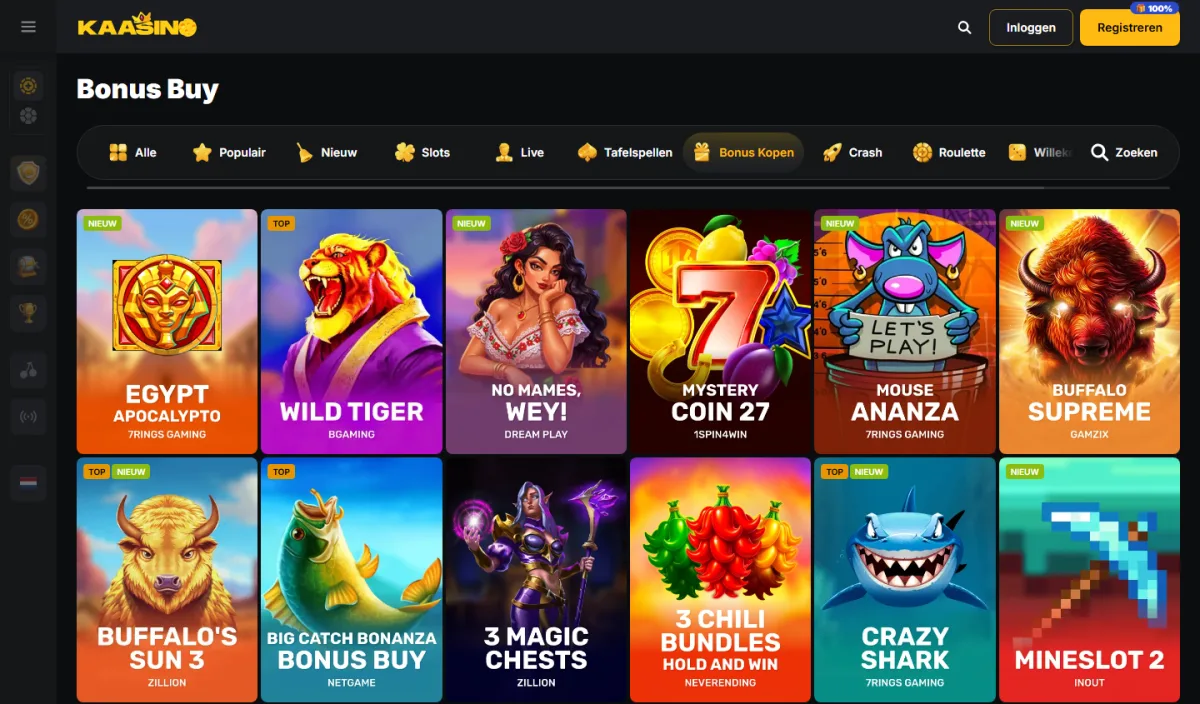 Bonus Kopen-categorie met slots waarin je direct de bonusronde koopt