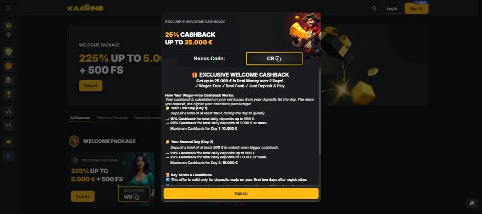 Welcome Cashback van 25 procent tot 25.000 euro met code CB